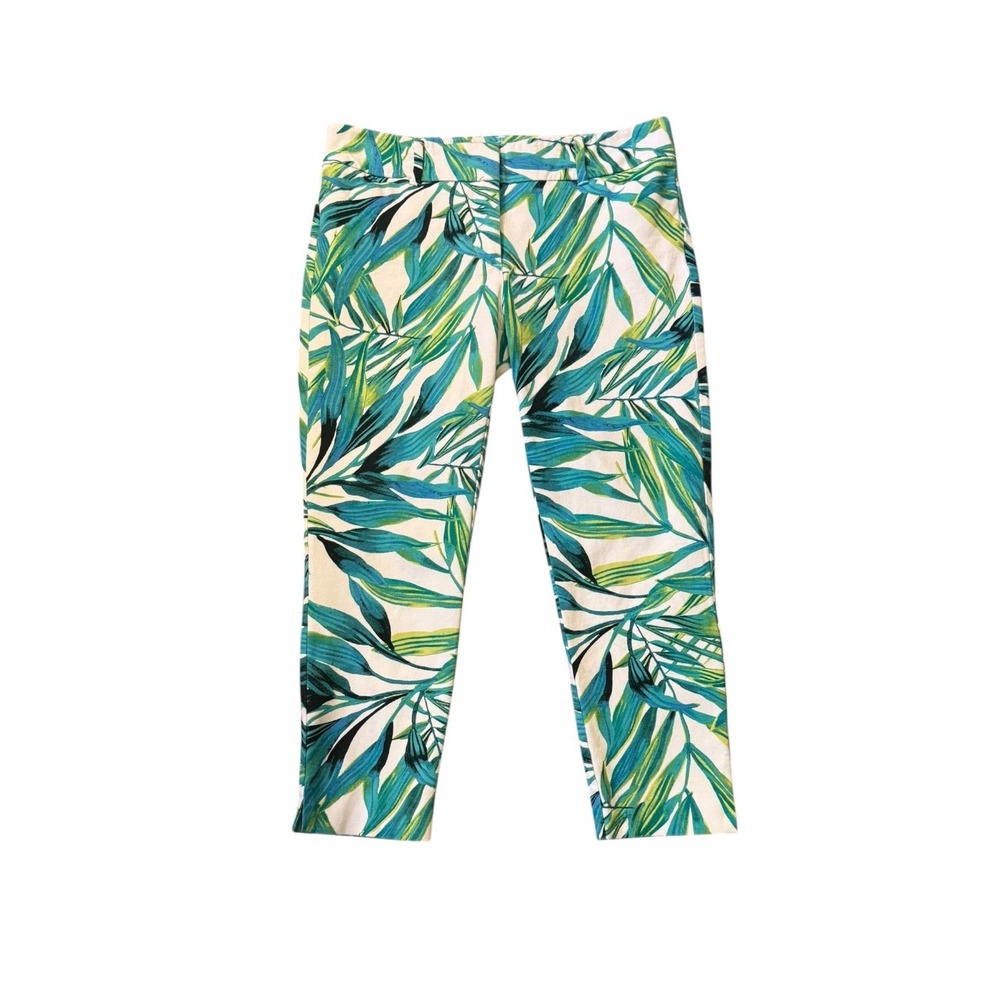 7th Avenue Design Studio NY&Co Tropical Palm Leaf Slim Cropped Pants Size 8